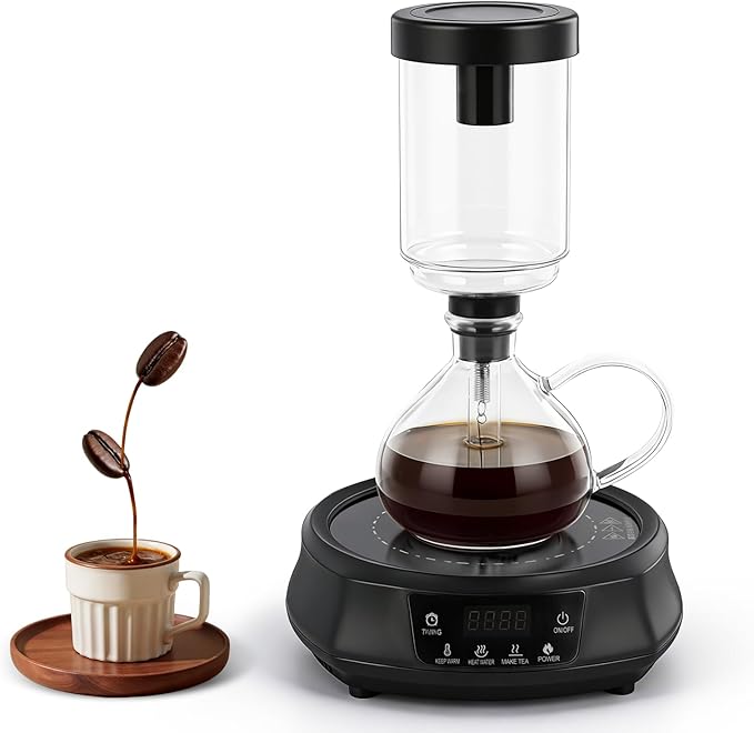 YUCHENGTECH Electric Siphon Syphon Coffee Maker 350ml Electric Siphon Coffee Brewer with Temperature Adjustment for Home Office Use 110V