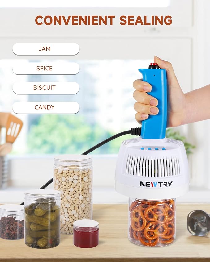 NEWTRY Induction Sealer 20-100mm Heat Handheld Sealing Machine Electromagnetic Bottle Cap Sealer Power & Time Adjustable for Plastic Glass Bottles Caps (110V)