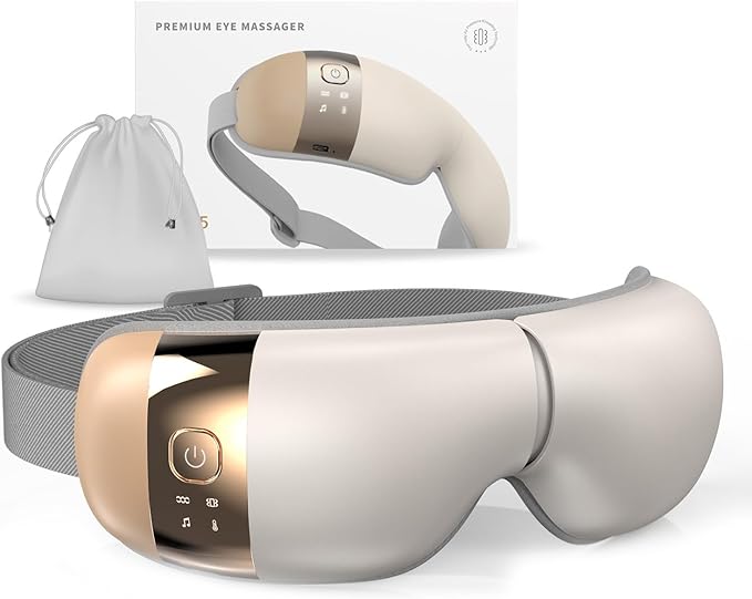 HuBDIC HubiCare Eye Massager with Heat, Mothers Day Birthday Gifts for Women, Her, Men, Him, Vibration, and Music, Heated Eye Mask for Dry Eyes, Eye Strain Relief and Relaxation (Beige)