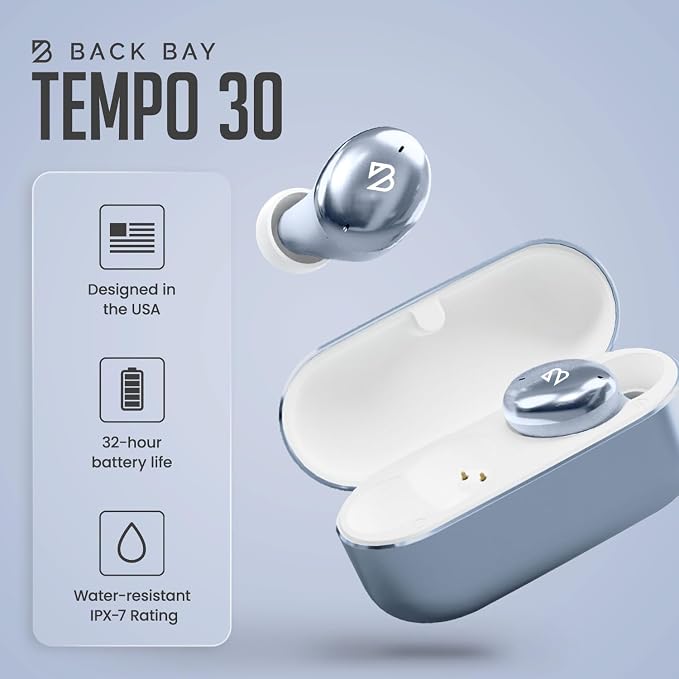 Back Bay Audio Wireless Earbuds for Small Ears, Award-Winning Sound w/Bass Mode, Durable Sweatproof Bluetooth Earbuds, Comfortable for All Ears