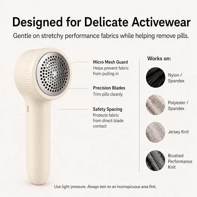 Fabric Shaver for Yoga Pants Leggings Activewear, Electric Lint Shaver, Clothes Pilling Remover for Clothing Yoga Leggings, Safe Shavers to Remove Pilling, Rechargeable Clothes Lint Fuzz Depiller