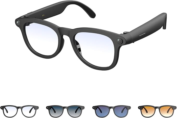 AI Smart Glasses for Men & Women, HD Camera Glasses, Video Recorder, AI Real time Translation, Music Playback, Hands-Free Calls, 4 Color Lenses for Daily Use,Travel