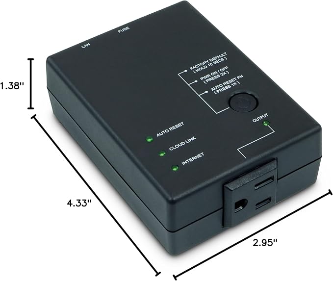 ezOutlet5 - Internet Enabled IP & Wi-Fi Remote Power Switch with Automatic Reboot - iOS | Android | Cloud | Web | Google Home Controllable - Single AC Power Outlet - Model EZ-72b