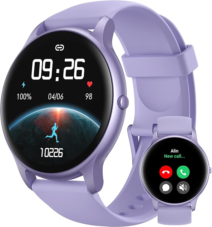 Parsonver Smart Watch(Answer/Make Calls), Smartwatch for Women Men IP68 Waterproof, 100+ Sport Modes Fitness Activity Tracker, Heart Rate/Sleep/Steps Monitor, Fitness Watch for Android iPhone, Purple