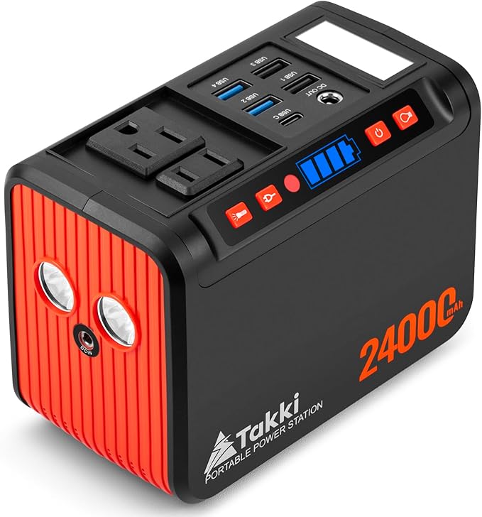 Takki 88.8Wh Portable Power Station Peak 120W Lithium Battery Small Generator Power Bank with 110V AC Outlet Battery Backup for Camping Home Use Emergency(Solar Panel Optional)