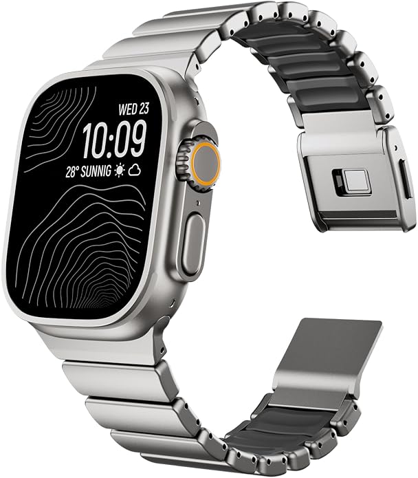 Magnetic Titanium Band Compatible with Apple Watch Ultra 3/2/1 Band 49mm Series 11 10 46mm 45mm 44mm 42mm SE 3/2/1 9 8 7 6 5 4,Luxury Silicone Dual-Layer Link For iwatch Men Women