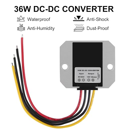 DC 8V-40V to 12V 3A Voltage Converter Step Down/Up Regulator Voltage Reducer Converter Waterproof Regulated DC Power Supply for Golf Cart Club Car LED Light