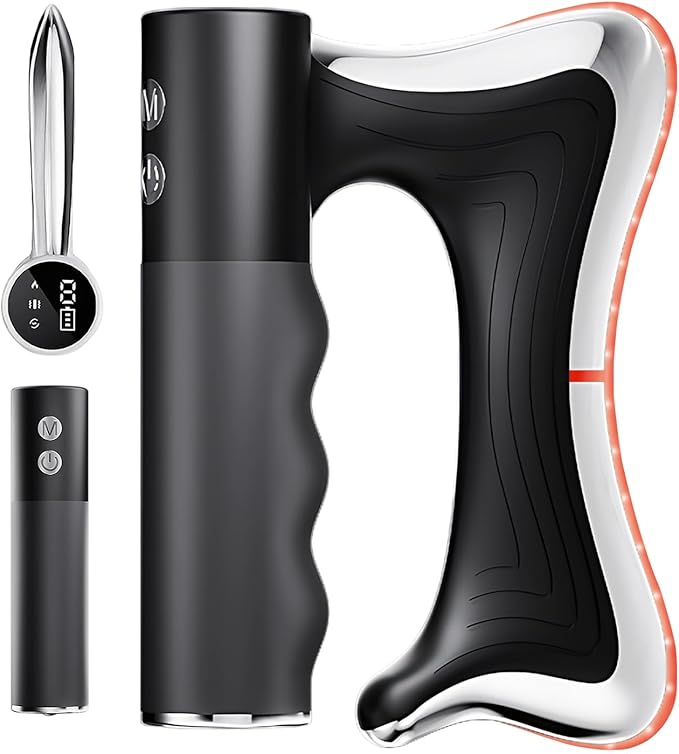 Heated Muscle Scraper 2026 New Upgrad v2 Pro with Vibration, Large Handle for Effortless Grip, Electric Gua Sha Muscle Scraper Tool Multifunctional Electric Fascia Knife Gifts for Family Black