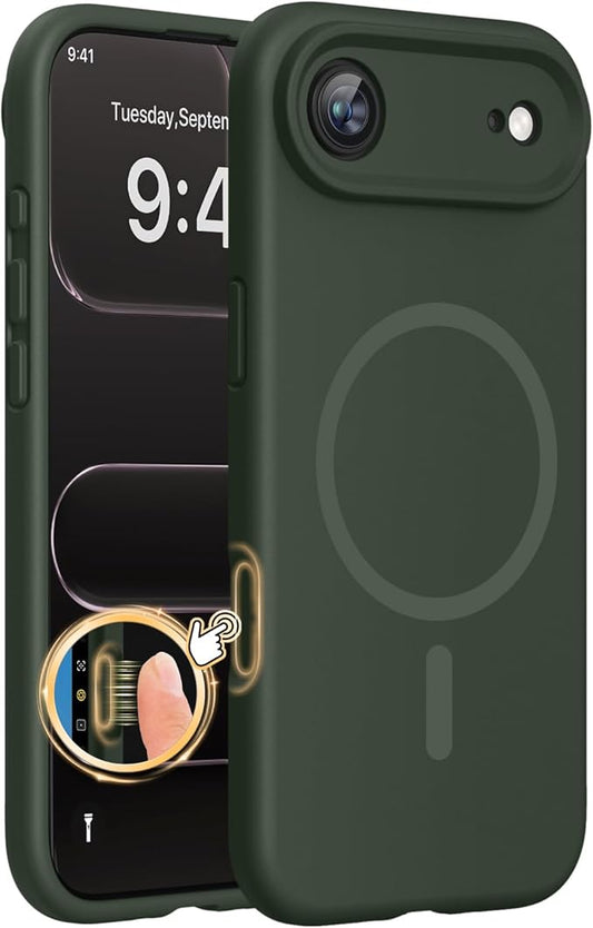 Miracase Magnetic for iPhone Air Case, Compatible with MagSafe, Integrated Silicone Camera Control Cover,Shockproof Drop Protection Phone Case for 17 Air,Dark Green