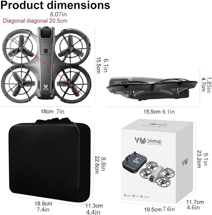 RC Drone with Screen Display Remote Control, Propeller Guard, Dual Camera, Speed Adjustment, Altitude Hold, One-Key Takeoff, 3D Flips, 2 Batteries, Helicopter Airplane, Hovering, Brushless Motor, APP Control, LED Lights, for Adult Beginners FPV Quadcop...