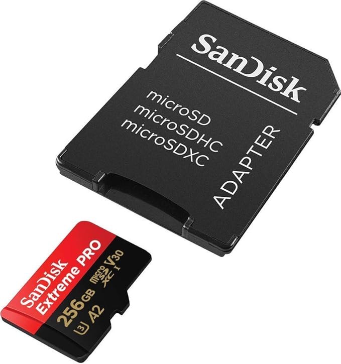 SanDisk microSDXC Extreme PRO 256GB Memory Card with Adapter Works with DJI Mini 4 Pro Action Drone (SDSQXCD-256G-GN6MA) A2 UHS-I U3 4k Bundle with 1 Everything But Stromboli MicroSD & SD Card Reader