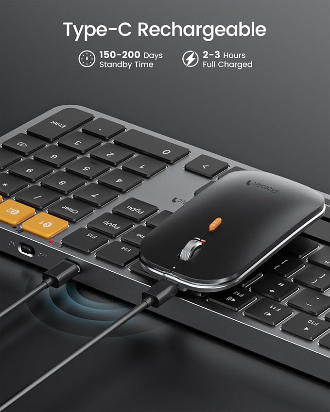 ProtoArc Backlit Bluetooth Keyboard and Mouse for Mac, KM100-A Full Size Wireless Keyboard Mouse for Mac, Multi-Device, Rechargeable, No USB, for MacBook Pro/Air, iPhone, iPad, Space Gray