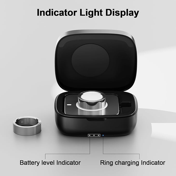 Wireless Charging Case for Oura Ring Gen 5, 4 & 3 Charger, 1000mAh Portable Travel Power Station Fits All-Sized Oura Ring 5, 4 & 3, 30-Day Runtime (Official Charger NOT Included)(Black)