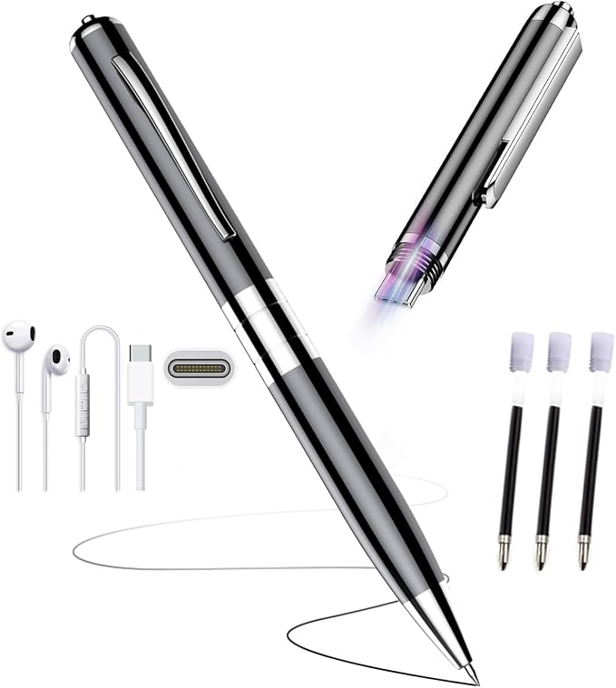 Upgraded Voice Recorder Pen with 2X Battery Life Built-in 64GB Chip Storage 7200Hrs Voice Activated Audio Recorder, AI Noise Reduction, MP3 Player Type-C USB Flash Drive for Lectures, Meetings