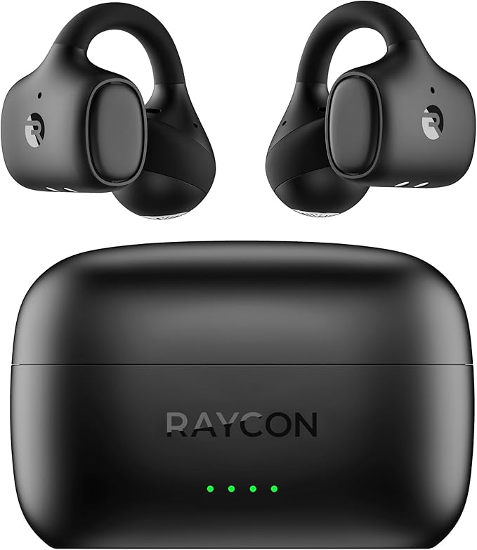 Raycon Everyday Clip On Earbuds - Open Ear Headphones, Lightweight Wireless Earbuds Bluetooth, Sweat & Water Resistant Earphones, Clip Earbuds with Buttons, 30 Hours Battery Life (Carbon Black)