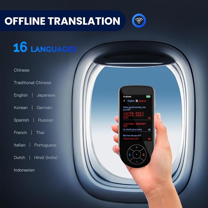 Language Translator Device,No WiFi Needed, Two-Way Instant Language Translator Support 137 Languages Portable Real Time,Voice Translation Online/Offline/AI/Text/Photo Translation (Silver Black)