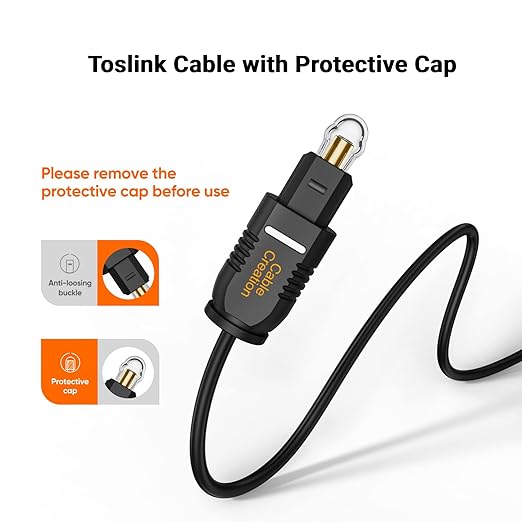 CableCreation Optical Digital Audio Cable 6FT, Slim Fiber Optic Toslink Gold Plated Optical S/PDIF Cord for Home Theater, Sound Bar, TV, PS4, Xbox, VD/CD Player, Game Console& More, Black/OD:2.2mm