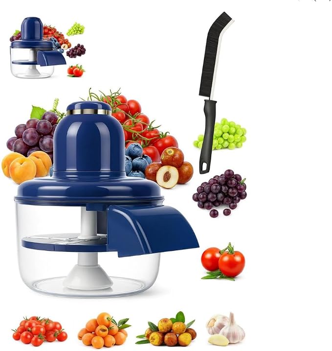 Automatic Electric Vegetable & Fruit Peeler – Rechargeable 2‑in‑1 Multifunctional Peeling Machine with Cleaning Brush for Garlic, Grapes, Apples, Potatoes & Small Produce (Blue)
