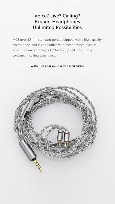 Moondrop MC2 Microphone Upgrade Cable 3.5mm 0.78mm 2pin Earphone Upgrade Cable