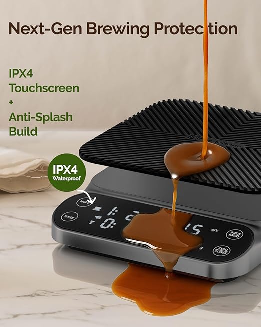 Maestri House S3 Coffee Scale with Timer, 3kg/0.1g Rechargeable Pour Over Coffee Scale, 3 Brew Modes, Adjustable Brew Ratios & Flow Rate Display, Scale for Pour Over, Espresso & French Press-Grey