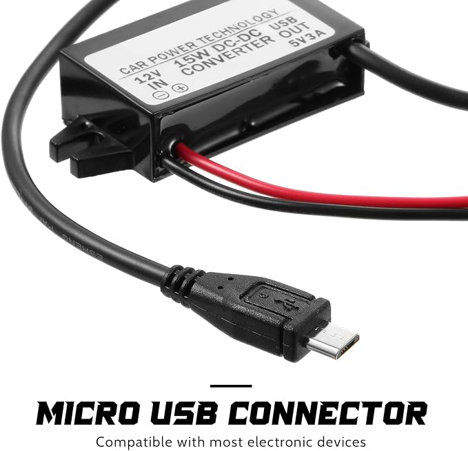 Weewooday Waterproof 12v to 5v Converter DC-DC Buck Module Micro USB Power Adapter Car Power Converter Regulator Compatible with Vehicle Car Truck Volt(3 Pieces)