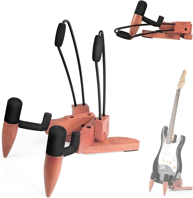 DIDA Guitar Stand for Electric Guitar, Wooden Guitar Stand, Portable Traveling Stand For Electric Guitar and Bass, Single Guitar Stand, Non Slip, Soft Foam Padded Arms (Rosewood)