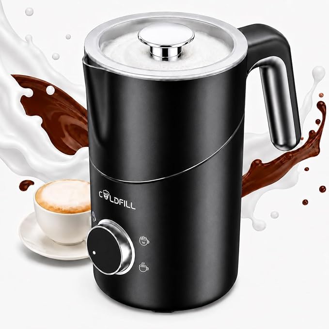 8-in-1 Milk Frother, 21.16oz/600ml Automatic Milk Frother and Steamer, Electric Hot & Cold Foam Maker, Ergonomic Grip Detachable Frother for Coffee, Latte, Cappuccino, Dishwasher Safe