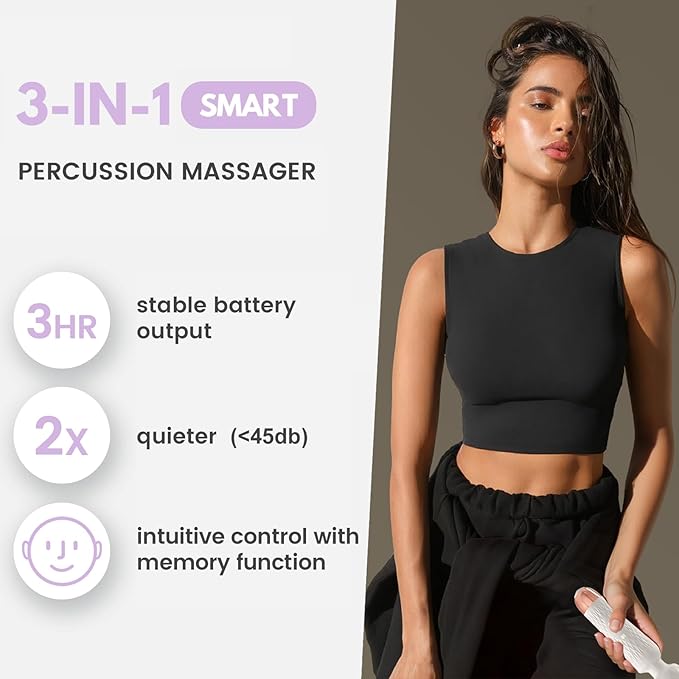Niclove The Upgraded 3-in-1 Personal Massager – 3H Powerful Vibration, Quiet & Waterproof – 20 Modes 8 Speeds Muscle Therapy Stick for Deep Tissue, Sports Recovery, Cordless & Travel Friendly (Purple)