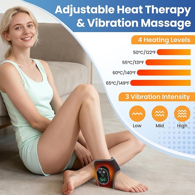 Cordless Ankle Massager for Pain Relief, Heated Ankle Massager, Foot Massager for Neuropathy, Ankle Heating Pad, Foot Heating Pad, Heated Foot Massager, Single One, Grey