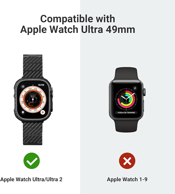 PITAKA Apple Watch Ultra 3/2/1 Case, Exquisite Minimalist Slim Apple Watch Ultra Case 49mm - Aramid Fiber Made, Black/Grey(Twill)