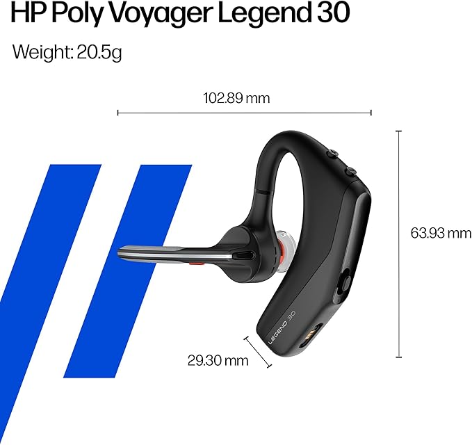 Poly Voyager Legend 30 - Bluetooth Headphones with Mic - Discreet Boom & 4 Noise-Canceling Mics - WindSmart Technology - All-Day Comfort - Seamless Connectivity - Smart Sensors & Call Controls