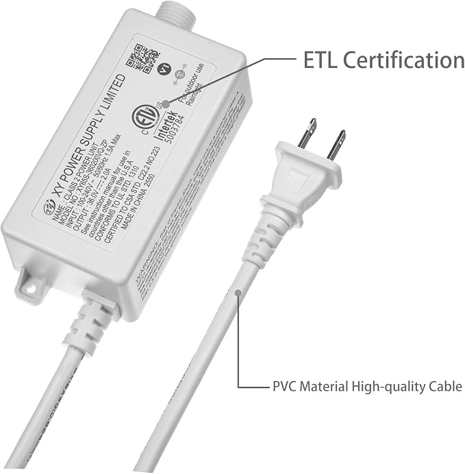 36V 2A Power Adapter AC Adapter XY65S-360200VQ-ZP for eufy Permanent Outdoor Lights E22