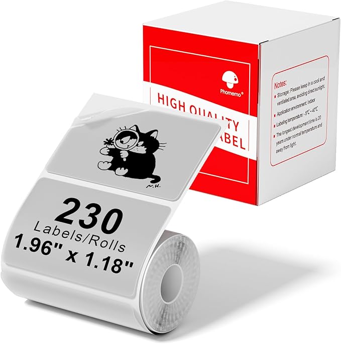 Phomemo M220 Label Maker Purple & 1 Roll Transparent Thermal Label 1.96"x1.18"(50x30mm), Upgrade 3 Inch Barcode Portable Printer, for Office & Small Business, Compatible with Phones&PC