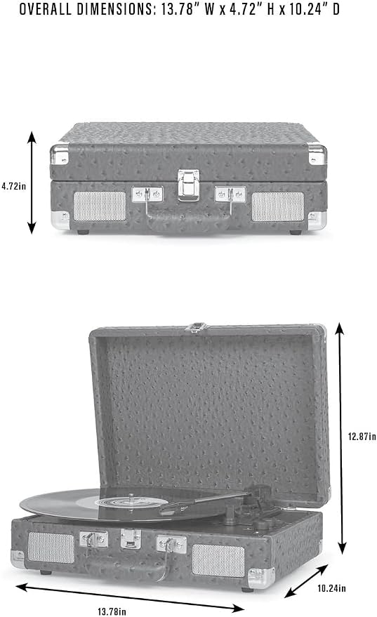 Crosley CR8005E-BH Cruiser Plus Vintage 3-Speed Bluetooth in/Out Suitcase Vinyl Record Player Turntable, Blush