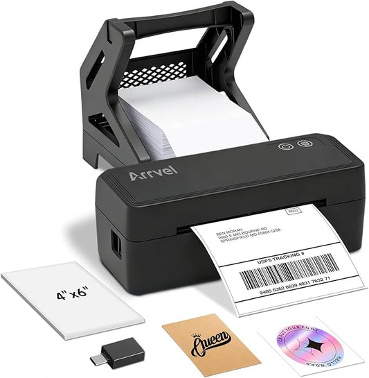 Bluetooth Thermal Label Printer with Stand, Wireless 4x6 Shipping Label Printer for Small Business, Support iPhone, Android Windows & Mac, Widely Used for USPS Amazon Etsy Shopify (Black)