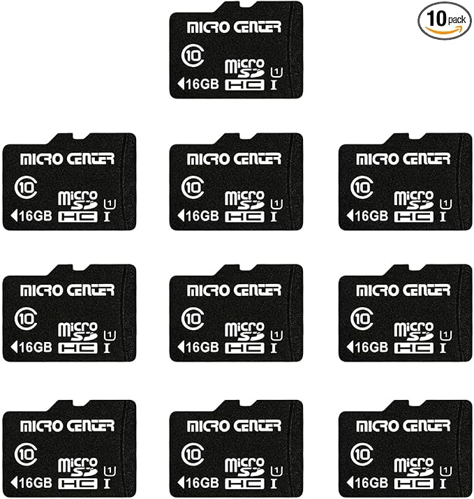 Micro Center 16GB Class 10 MicroSDHC Flash Memory Card with Adapter for Mobile Device Storage Phone, Tablet, Drone & Full HD Video Recording - 80MB/s UHS-I, C10, U1 (10 Pack)