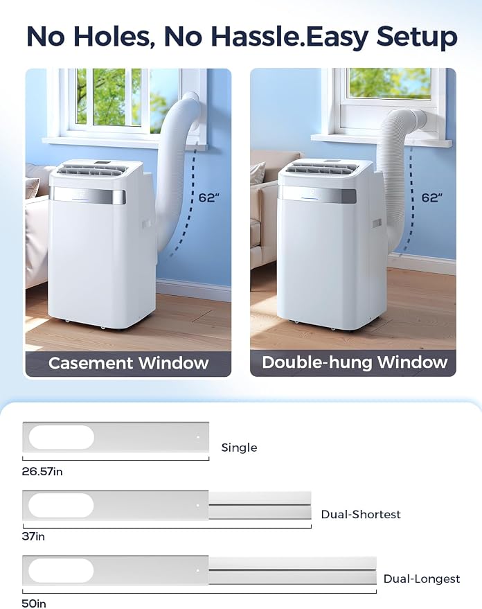 Portable Air Conditioner 14000 BTU, Cools Rooms up to 700 Sq. Ft, Portable AC Unit with Cooling, Dehumidifier & Fan Mode, Sleep, 24-Hour Timer, Remote Control, Window Installation Kit 1piece