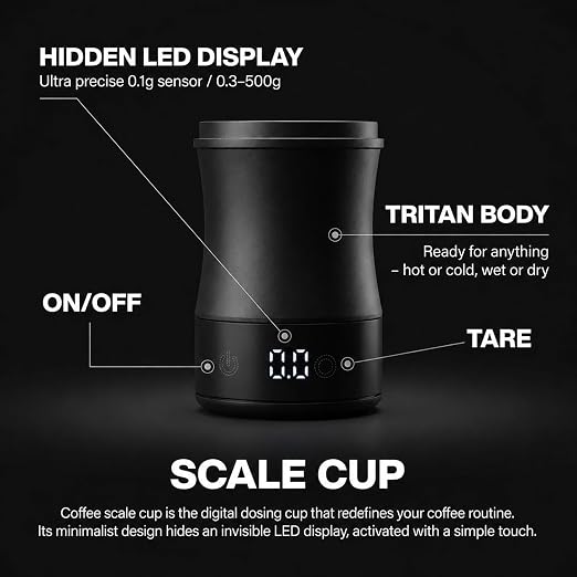 Magnetic Espresso Scale, 0.1g Precision Mini Coffee Scale for Espresso Dosing & Brewing Accessories, Digital Dosing Cup with LED Display, Rechargeable Coffee Bean Scale Measure Matcha Coffee Grounds