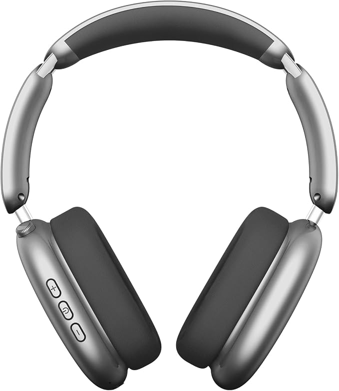 Wentronic Y02 Active Noise Cancelling Headphones, Wireless Over-Ear Bluetooth 5.4 Headphones with Microphone, 60H Playtime, Hi-Res Audio, Big Bass, Foldable Lightweight for Travel Home Office, Grey