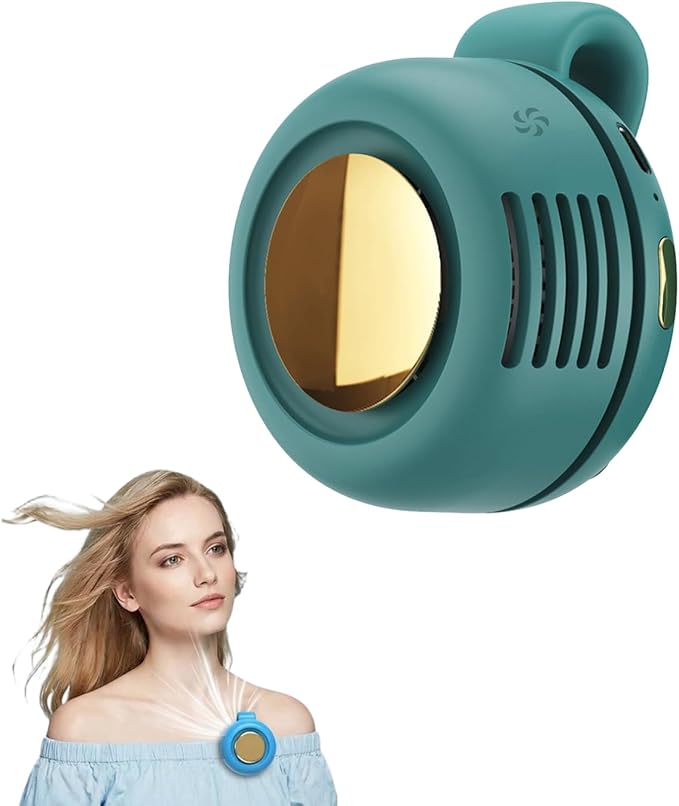 Clip on Fan Portable, 360° Rotatable Mini Clip Fan for Shirt Waist, 3-Speed Adjustable Small Whirlwind Fan for Outdoor Travel Office, USB Rechargeable Personal Cooling Fan (Green-1 pcs)