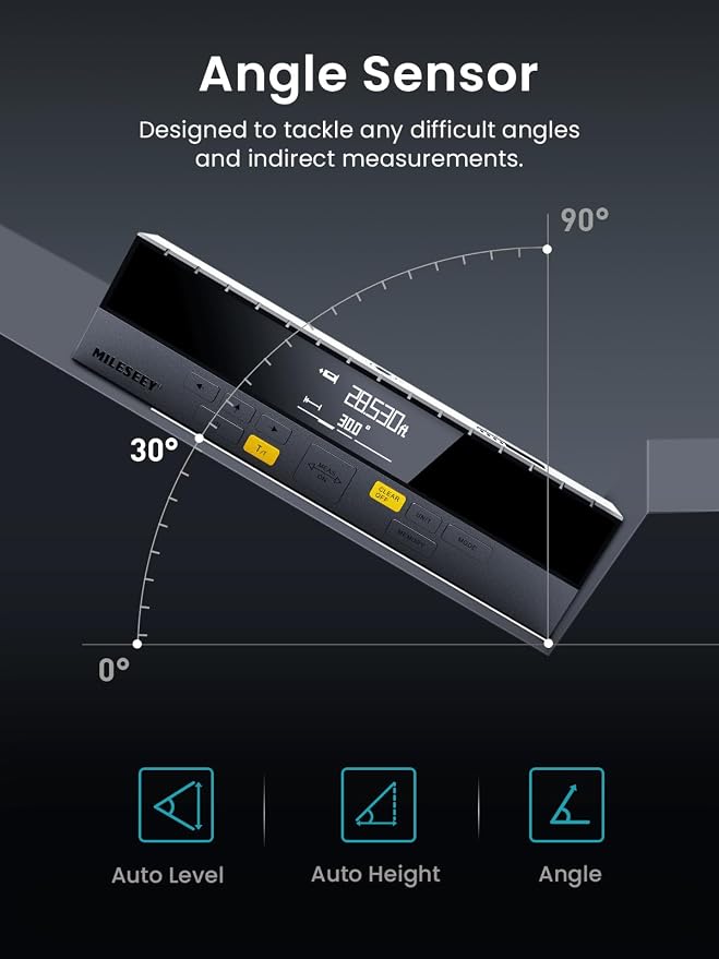 MiLESEEY DP20 Pro Dual Laser Measuring Tool, 390Ft Laser Measurement Tool with Middle Laser Reference, Rechargeable Laser Distance Measure with APP,Gen-2 Backlit Display Ft/in/M Units Laser Measure