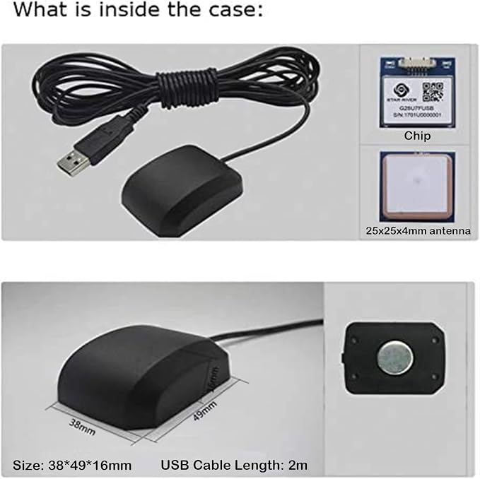 2PCS VK-162 G-Mouse USB GPS Dongle Navigation Module External GPS Antenna Remote Mount USB GPS Receiver for Raspberry Pi Support Google Earth Window Linux