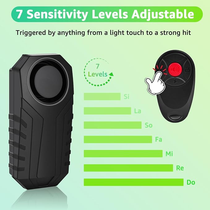 USUPERINK 4Pcs Anti Theft Bike Alarm with Remote,Bike Alarm,Motorcycle Alarm,Motorbike Alarm,Ebike Accessories for Adult Bikes IP65 Waterproof 113dB Super Loud Fit for All Handlebar Sizes Remote Strap