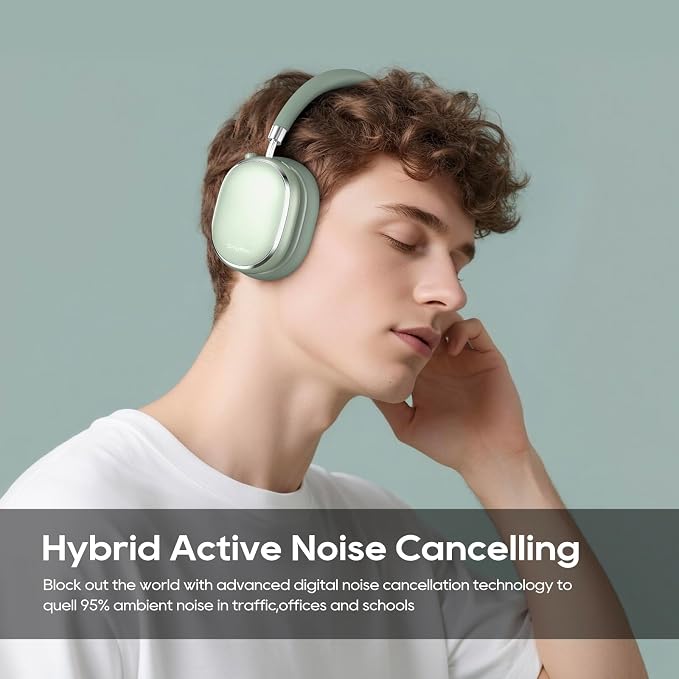 Srhythm NiceComfort 95 Hybrid Noise Cancelling Headphones Wireless | Bluetooth with Transparency,ENC,HD Sound,Slim Headphones Lightweight