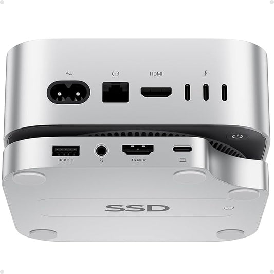 Mac mini M4 Dock with 8TB M.2 SSD Enclosure (SSD NOT Included), Mac mini M4/ M4 Pro Hub Stand with HDMI 4K@60Hz, 2024 MacMini USB C Hub Accessories, 3 USB A, SD/TF, 3.5mm Audio