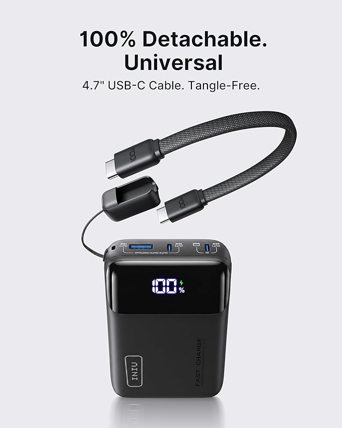 INIU 20000mAh Laptop Power Bank, Ultra Compact 65W PD Dual Fast Charging Portable Charger, Flight-Safe Battery Pack with USB C Cable for Travel, Camping, LongTrip, Businiess, Metallic Coffee