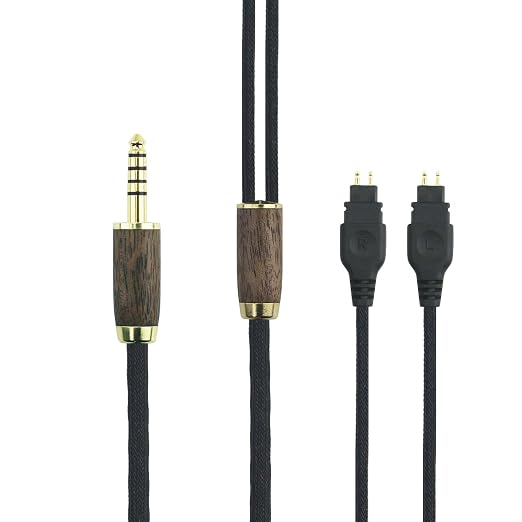 NewFantasia 4.4mm Balanced Cable Replacement Upgrade Cable Compatible with Sennheiser HD600, HD650, HD580, HD660S, HD58X, HD660S2, HD6XX Headphone 7N OCC Copper Silver Plated Cord Walnut Wood Shell