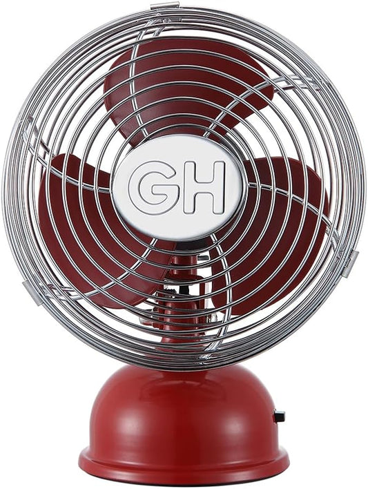 Good Housekeeping (92521) All-Metal USB-Powered 5" Oscillating Personal Fan (Crimson Red)