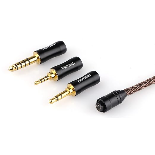 Linsoul Tripowin Amber 32AWG OFC HiFi IEM Cable with Interchangeable 2.5mm/3.5mm/4.4mm Plug, PVC Sleeve Replacement Cable for Audiophile (Recessed 2pin)