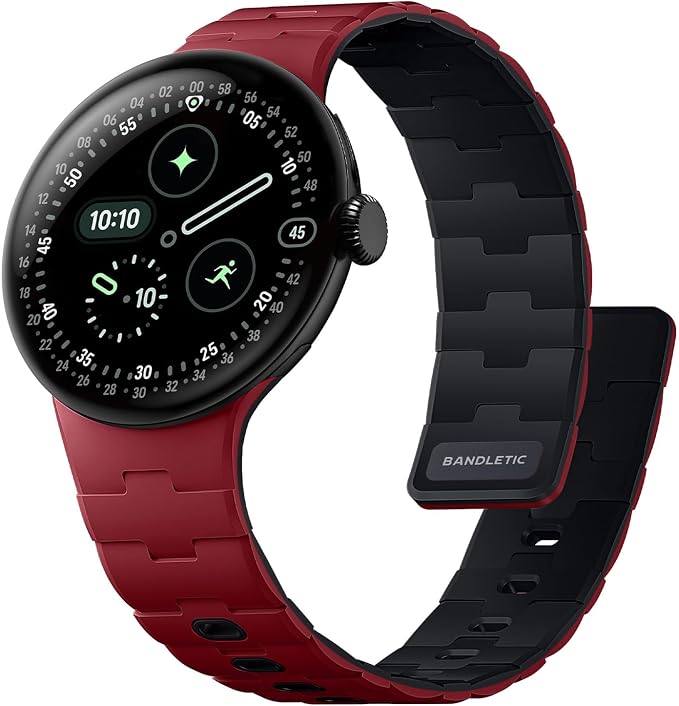 Bandletic Magnetic Silicone Bands Compatible with Google Pixel Watch 4/3/2/1 41mm for Women and Men, Rugged Soft Sport Strap Replacement Wristband